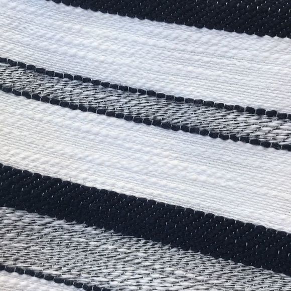 LOFT Textured White Navy Striped A-Line Skirt - Picture 5 of 10